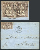 Folded Cover Sent From ST. GALLEN To Basel On 19/FE/1863 Franked With 10r. (pair Of Helvetia 5r. Brown), Very Nice! - Andere & Zonder Classificatie