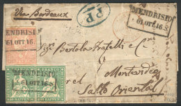 Entire Letter Dated VACALLO 15/AU/1861, Sent To Montevideo (Uruguay) "via Bordeaux", Franked With 95r. (15r. Rose... - Andere & Zonder Classificatie