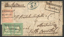 Entire Letter Dated VACALLO 15/AU/1861, Sent To Montevideo (Uruguay) "via Bordeaux", Franked With 95r. (15r. Rose... - Autres & Non Classés