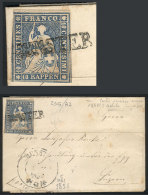 Folded Cover Sent From MÜNSTER To Luzern On 5/MAY/1858, Franked With Helvetia 10r. Blue With Nice Straightline... - Andere & Zonder Classificatie
