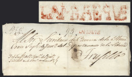 Circa 1840, Official Folded Cover Sent To Trujillo, With Straightline Red LAMBAYEQUE Mark, Very Nice! - Peru