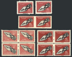 Sc.RA49, 1967 Journalists, Lot Of Varieties: Block Of 4 With Offset Impression On Back, Imperforate Pair, 2... - Peru