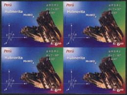 Sc.1514, 2006 Rocks And Minerals (hubnerite), IMPERFORATE BLOCK OF 4, Very Fine Quality, Rare! - Pérou