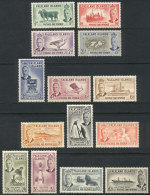Sc.107/120, 1952 Animals, Birds, Ships And Other Topics, Complete Set Of 14 Unused And Lightly Hinged Values, Very... - Falklandinseln