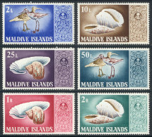 Sc.282/287, 1968 Birds And Sea Shells, Compl. Set Of 6 Unmounted Values, Excellent Quality, Catalog Value US$26.80 - Maldiven (1965-...)
