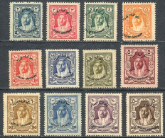 Sc.B1/B12, 1930 Locust, Cmpl. Set Of 12 Values With Overprint, Mint Lightly Hinged, Fine Quality, Catalog Value... - Jordan