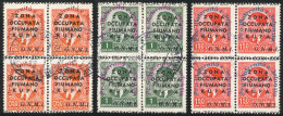 Sassone 36/38, 1942 Children, Cmpl. Set Of 3 Values In Used Blocks Of 4, Excellent Quality, Catalog Value Euros 400 - Unclassified