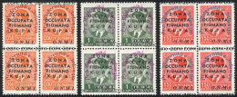 Sassone 36/38, 1942 Children, Cmpl. Set Of 3 Values In MNH Blocks Of 4, Excellent Quality, Catalog Value Euros 320 - Zonder Classificatie