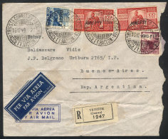 Airmail Cover Sent By Registered Mail To Argentina On 16/DE/1949 Franked With 255L., Minor Defects, Low Start! - Otros & Sin Clasificación