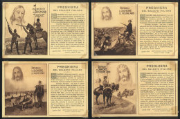 WORLD WAR I: 4 Nice Postcards With Views Of War Scenes And "Prayers Of The Italian Soldier", Very Attractive. With... - Andere & Zonder Classificatie