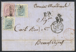 20/NO/1867 MENAGGIO - Argentina: Entire Letter Franked By Sc.32 + 35 X2 (Sa.21 + 26 X2), To Buenos Aires, Excellent... - Non Classés