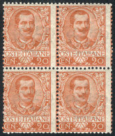 Yvert 68, 1901 20c. Orange, MNH Block Of 4, Very Fine Quality, Catalog Value Euros 150+ - Zonder Classificatie