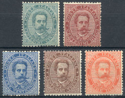 Yvert 22 + 34 + 36 + 37 + 39, 1879/82 Umberto I 5c., 10c., 25c., 30c. And 2L. Mint Original Gum, Fine Quality,... - Non Classés