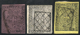 Yvert 1 + 2 + 4, Used, Very Nice, Catalog Value Euros 240 - Parma