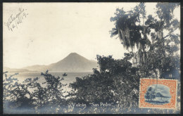 Postcard With View Of Lake Amatitlán And San Pedro Volcano, Sent To Argentina On 31/JA/1917, Franked On The... - Guatemala