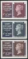 3 Proofs Of Cinderellas Or Stamps For The Stamp Centenary Exhibition Of London 1940, Printed By Waterlow & Sons... - Cinderellas