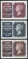 3 Proofs Of Cinderellas Or Stamps For The Stamp Centenary Exhibition Of London 1940, Printed By Waterlow & Sons... - Werbemarken, Vignetten