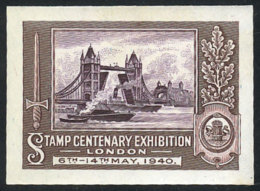 Proof Of Cinderella Or Stamp For The Stamp Centenary Exhibition Of London 1940, Printed By Waterlow & Sons... - Werbemarken, Vignetten