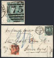 22/AP/1869 BIRMINGHAM - Buenos Aires: Folded Cover (endorsed "per French Packet") Franked By Sc.43 + 54 Plate 4,... - Otros & Sin Clasificación