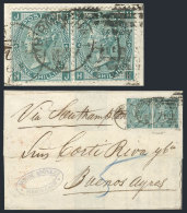 8/FE/1869 BIRMINGHAM - Buenos Aires: Folded Cover Franked By Pair Scott 54 Plate 4, With Duplex Cancel And London... - Andere & Zonder Classificatie