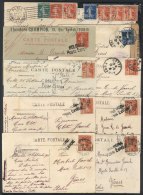 10 Covers, Postal Stationeries Or Postcards Sent To Italy In 1915 And 1916, Nice Postages, Fine To VF Quality! - Andere & Zonder Classificatie