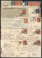 10 Covers, Postal Stationeries Or Postcards Sent To Italy In 1915 And 1916, Nice Postages, Fine To VF Quality! - Autres & Non Classés