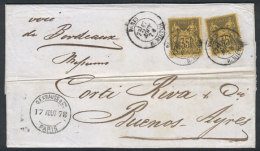 17/AU/1878 PARIS - Buenos Aires: Entire Letter Franked By Yvert 93 X2, With Buenos Aires Arrival Backstamp, Very... - Andere & Zonder Classificatie