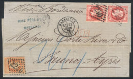 23/JUN/1873 MARSEILLE - Buenos Aires: Folded Cover Franked By Yvert 31 + 31 Pair (total 2 Fr.) With Numeral "2240"... - Andere & Zonder Classificatie