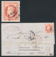 3/JUN/1869 VALENTIGNEY - Buenos Aires: Folded Cover Franked By Yvert 32 With Numeral "217" Cancel, "A....DUTT"... - Andere & Zonder Classificatie