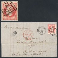 6/MAY/1868 ANGERS - Buenos Aires, Via England: Folded Cover Franked By Yv.32 (Napoleon 80c. Rose) With "rhombus Of... - Sonstige & Ohne Zuordnung