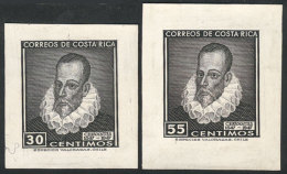 Yvert 240/1, 1947 Cervantes 400th Anniversary, DIE PROOFS Printed On Thick Paper With Glazed Front, VF Quality,... - Costa Rica