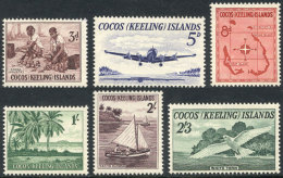 Sc.1/6, 1963 Bird, Airplane, Map And Other Topics, Compl. Set Of 6 Unmounted Values, Excellent Quality, Catalog... - Cocoseilanden