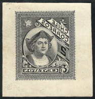 DIE PROOF In Negative Of The Stamp Of 2c. (Columbus) For The Lettercard Issued In 1908, VF Quality, Rare! - Chili
