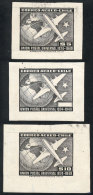 Yvert 126/7, 1950 UPU 75 Years, DIE PROOFS: Without Face Value In Black, And The Values Issued In Chestnut-black,... - Chili