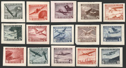 Yvert 53/67, 1941/2 Airplanes, The Set Of 15 DIE ESSAYS Of UNADOPTED DESIGNS, All Different From The Issued... - Chili