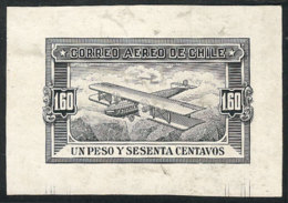Circa 1940, DIE ESSAY Of An Unadopted Design, 1.60P. Biplane Over The Andes Mountains, Printed On Thick Paper With... - Chili