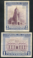 1960, 1st National Government 150th Anniversary, Proofs Of The Values 1c. And 5c., Imperforate, On Gummed Paper,... - Chile