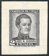 Yvert 259, 1956 2P. José M. Cabrera, DIE PROOF In Black, Printed On Thick Paper With Glazed Front, Minor... - Chili