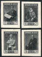 Yvert 180/182 + 184, 1941 Santiago 4th Centenary, DIE PROOFS In Black Of The Values 10c., 40c., 1.10P And 3.60P.,... - Chili