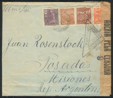 Cover Sent From Joinville To Posadas (Misiones, Argentina) In MAY/1925, With Interesting CENSOR Mark Of The State... - Andere & Zonder Classificatie