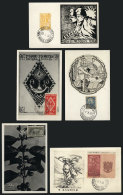 Lot Of 5 Maximum Cards Of 1927/39, Varied Topics: Coffee, Maps, Religion, Gaucho, Politics, VF Quality - Cartes-maximum