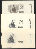 Circa 1985, 3 Proofs Of Partial Engravings For The New Banknotes Of 50 Australes (2 Different) And 500 Australes,... - Argentine