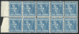 Circa 1920: Deutsche Schule Of SAN JULIÁN, Wohlfahrts Marke, Block Of 10 Cinderellas Of 20c., Rare! - Andere & Zonder Classificatie