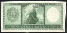 Die Proof Of Back Side Of A Banknote Of 10P. (circa 1950), Printed On Green Color On Thick Paper With Glazed Front,... - Zonder Classificatie