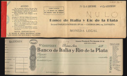 Old Checkbook With Several Dozens Unused Cheques Of Banco De Italia Y Río De La Plata, Excellent Quality,... - Cheques En Traveller's Cheques