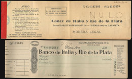 Old Checkbook With Several Dozens Unused Cheques Of Banco De Italia Y Río De La Plata, Excellent Quality,... - Chèques & Chèques De Voyage