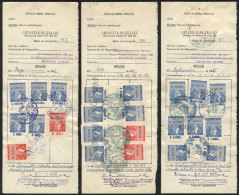 National Taxes, IMPUESTO DE SELLOS - ESCRIBANÍAS (Stamp Tax, Notary): 130 Rare Revenue Stamps In Varied... - Otros & Sin Clasificación