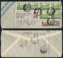 Airmail Cover Sent To Italy On 30/JUN/1959 With High Postage Of 64.20P. (including Block Of 4 + Pair Of 10P.... - Autres & Non Classés