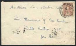 Cover Franked By GJ.744, Sent To Buenos Aires On 25/FE/1937, With The Very Rare Cancel "BARRIO INDUSTRIAL Y OBRERO"... - Andere & Zonder Classificatie