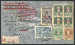 ZAPPELIN WITH RARE DESTINATION: Airmail Cover Sent By Zeppelin From Buenos Aires To LEBANON On 17/OC/1931, On Back... - Autres & Non Classés